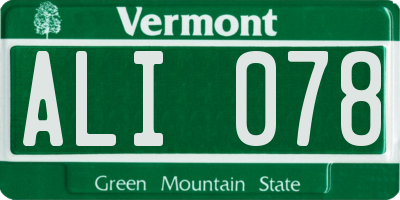 VT license plate ALI078