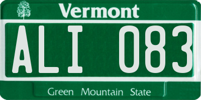 VT license plate ALI083