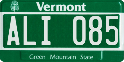 VT license plate ALI085