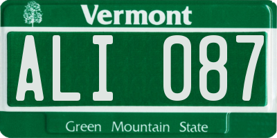 VT license plate ALI087