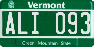 VT license plate ALI093