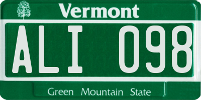 VT license plate ALI098