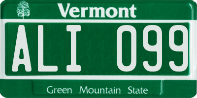 VT license plate ALI099