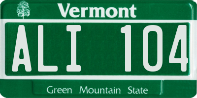 VT license plate ALI104