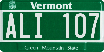 VT license plate ALI107