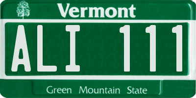 VT license plate ALI111