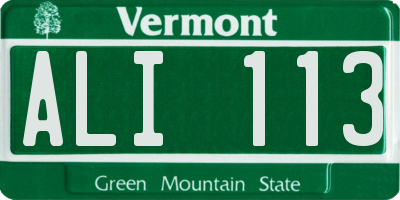 VT license plate ALI113