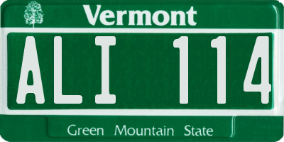VT license plate ALI114