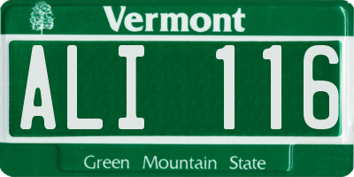 VT license plate ALI116