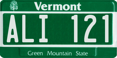 VT license plate ALI121