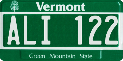 VT license plate ALI122