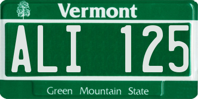 VT license plate ALI125