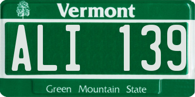 VT license plate ALI139