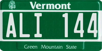 VT license plate ALI144
