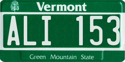VT license plate ALI153