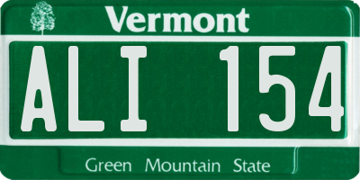 VT license plate ALI154