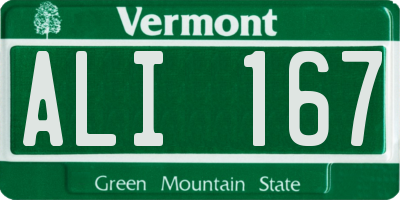 VT license plate ALI167