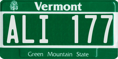 VT license plate ALI177