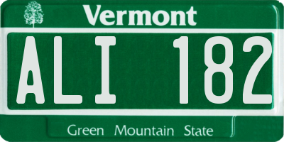 VT license plate ALI182