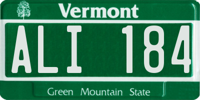 VT license plate ALI184