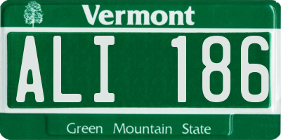 VT license plate ALI186
