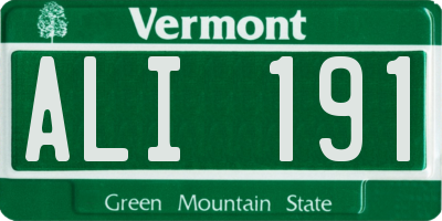 VT license plate ALI191