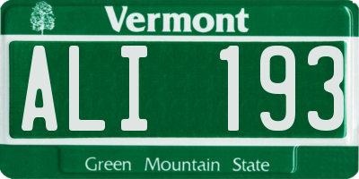 VT license plate ALI193