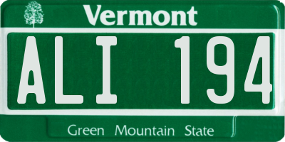 VT license plate ALI194