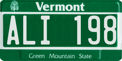 VT license plate ALI198