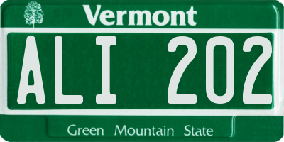 VT license plate ALI202