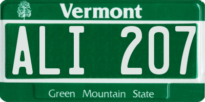 VT license plate ALI207