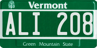 VT license plate ALI208