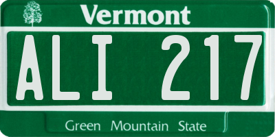 VT license plate ALI217