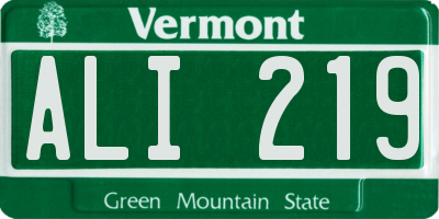 VT license plate ALI219