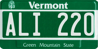 VT license plate ALI220