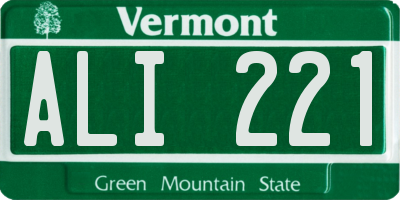 VT license plate ALI221