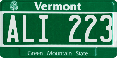 VT license plate ALI223