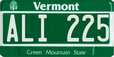 VT license plate ALI225