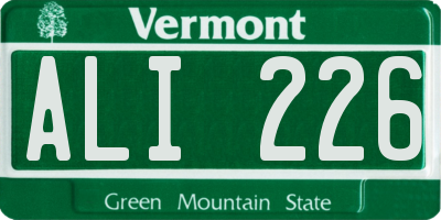 VT license plate ALI226