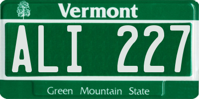 VT license plate ALI227