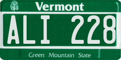 VT license plate ALI228