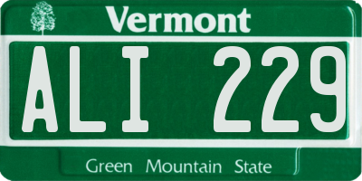 VT license plate ALI229