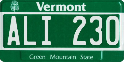 VT license plate ALI230