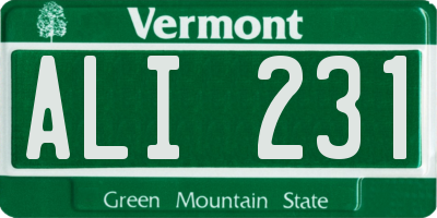 VT license plate ALI231