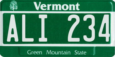 VT license plate ALI234