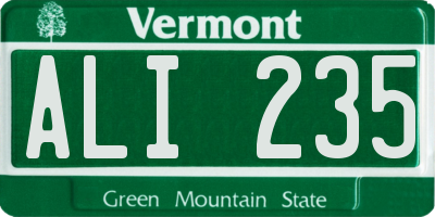 VT license plate ALI235