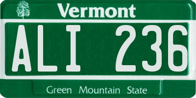 VT license plate ALI236