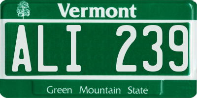 VT license plate ALI239