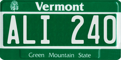 VT license plate ALI240