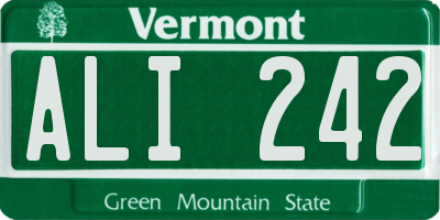 VT license plate ALI242